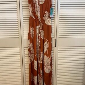 Elegant Floral Rust Jumpsuit